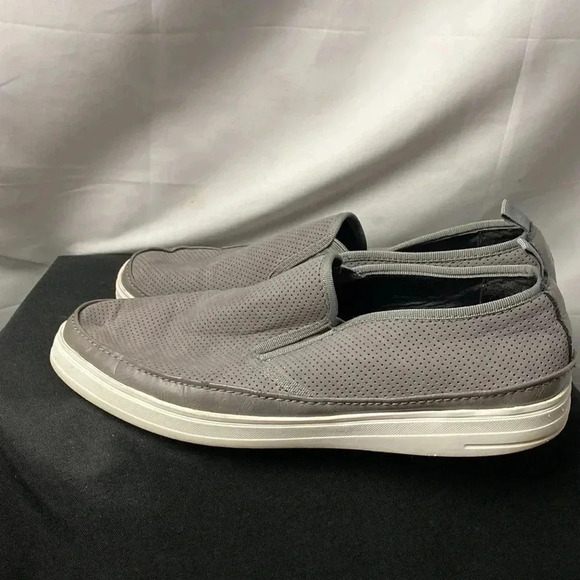 REACTION KENNETH COLE MENS SIZE 10.5 GRAY MAN MADE LEATHER DLIP ON LOAFERS - Picture 7 of 15